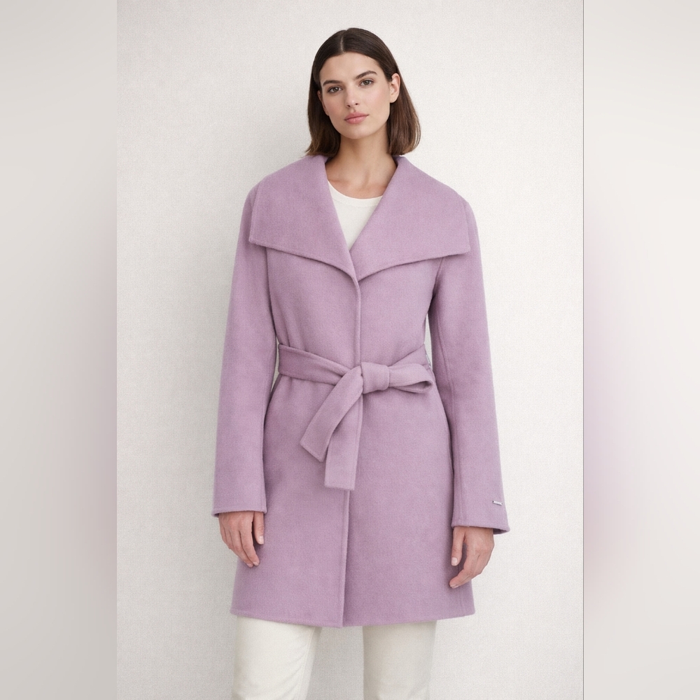Tahari Women's Doubled-Faced Wool Blend Wrap Coat NEW M